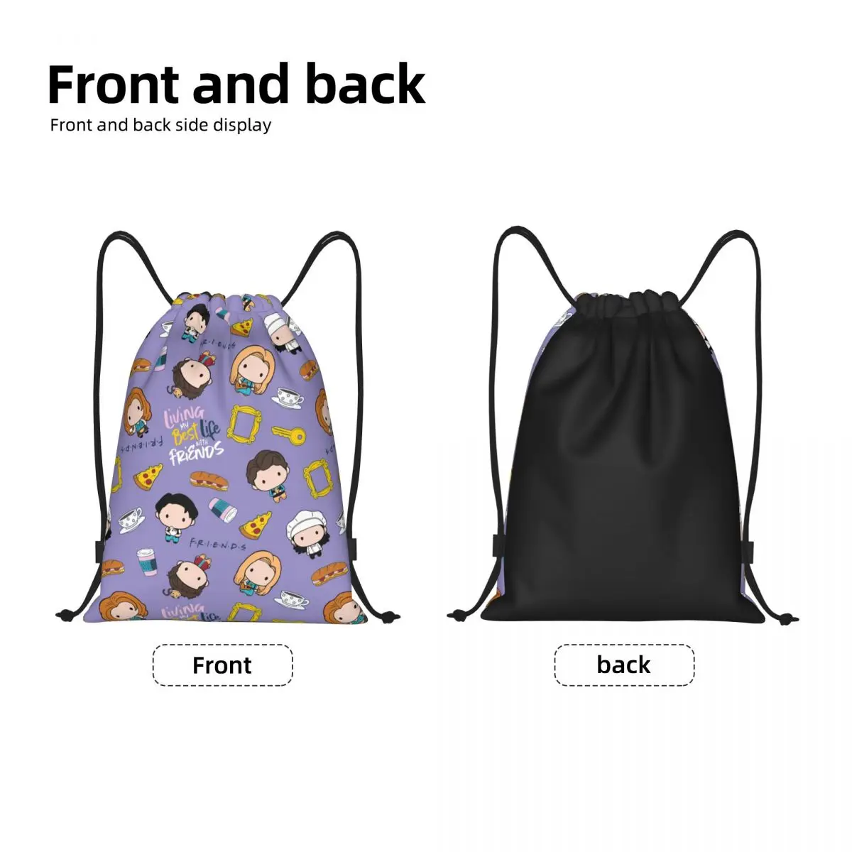 Classic Friends TV Show Drawstring Backpack Women Men Gym Sport Sackpack Foldable Training Bag Sack