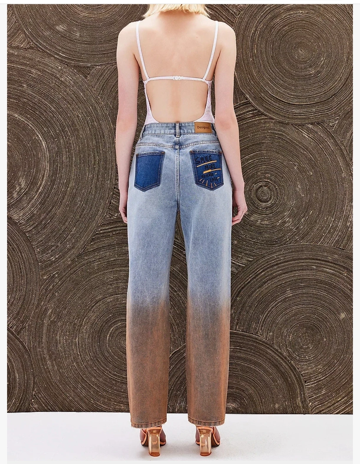 Foreign trade original single Spanish spring and autumn new straight wash gradually changing color women's jeans