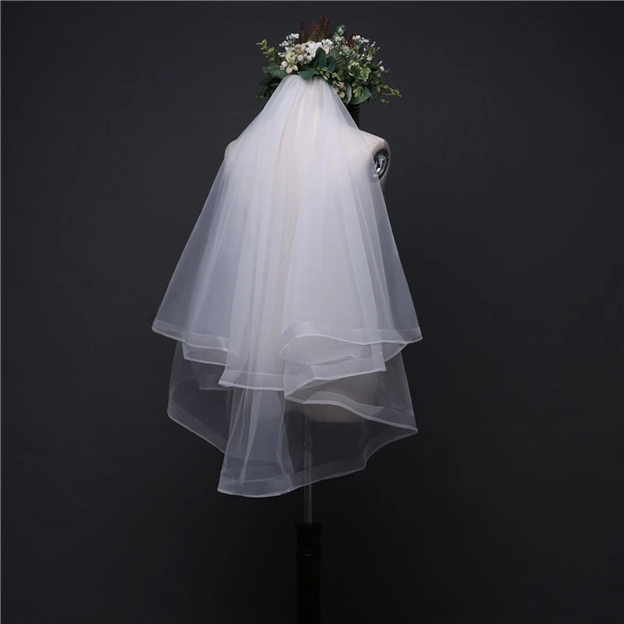 New Arrival Two Layers Short Bridal Veil 2023 Velos de novia Bride wedding accessories Sexy wedding veils for bride velo novia