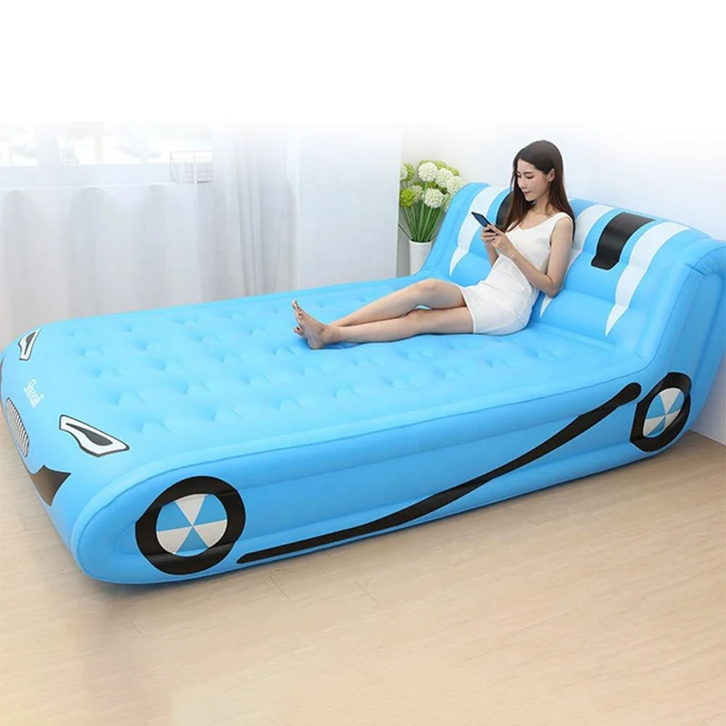 

Double High Inflatable Airbed Easy-Inflate Hotel & Home Foldable Supportive Mattress