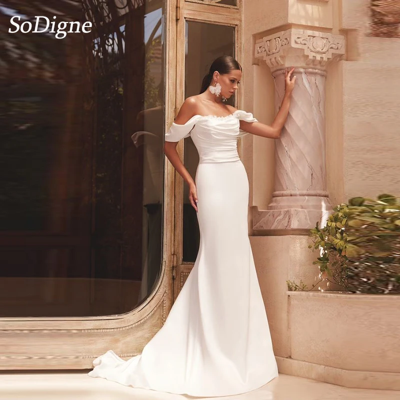 

SoDigne Mermaid Off Shoulder Wedding Dresses Strapless Appliques Bride Dress Elegant Bridal Gowns vestidos de novia Customized