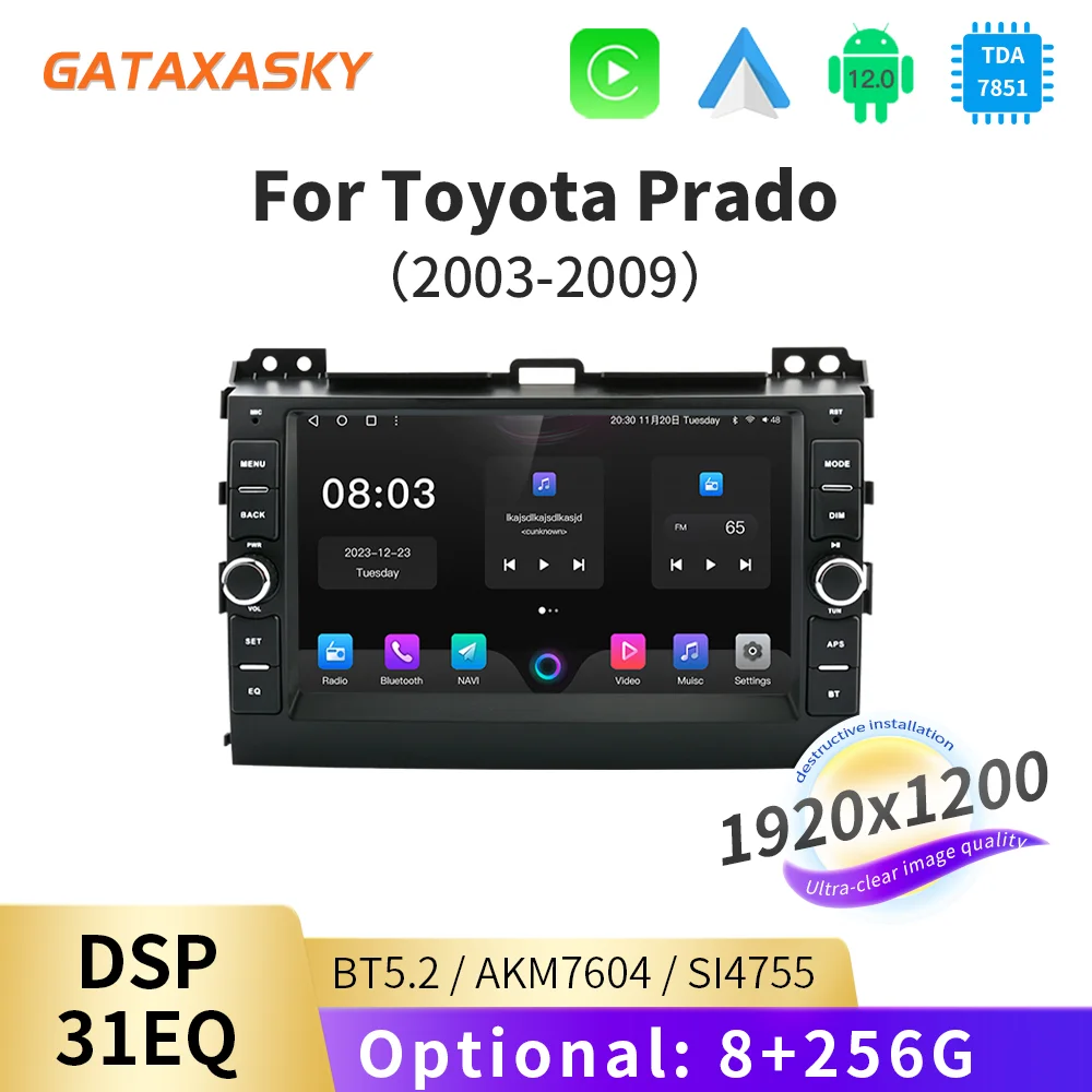 

GATAXASKY 8" For Toyota Land Cruiser Prado 120 LC120 GPS Car Radio Multimedia Video Player Autoradio Android Navigation GX470