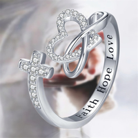 Faith Hope Love Cross Rings Faith Infinite Heart Adjustable Rings for Women Inspirational Jewelry Gifts for Women