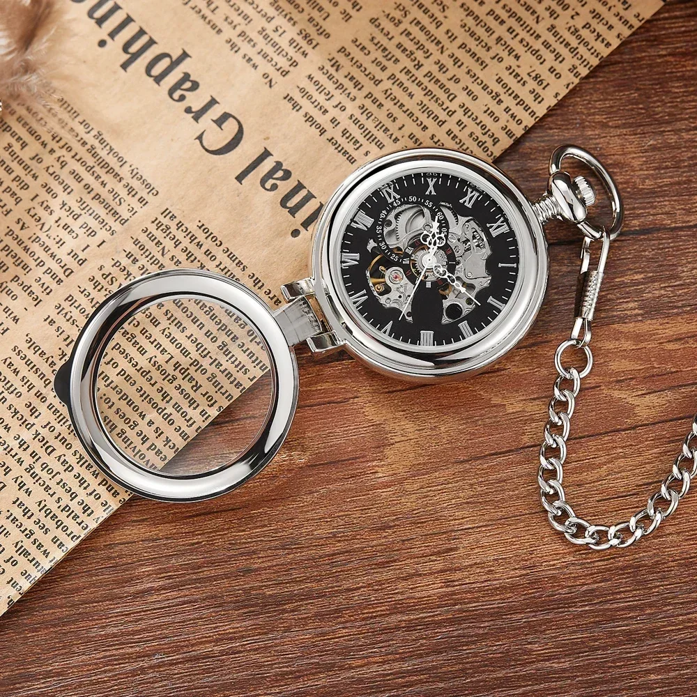 Montre de Poche Mécanique Personnalisée pour Homme et Femme, Boîtier en Argent Creux, Vintage, Cadeau Pendentif