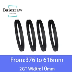 Peças de impressora 3D GT2 10mm correia dentada de borracha de circuito fechado 376 380 400 420 436 444 450 500 550 600 610mm 2GT 1 peça