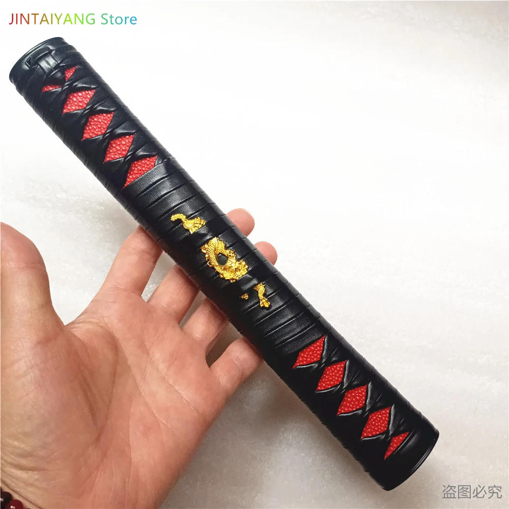 26CM Tsuka Handle Leather Ito Red Imitated Rayskin Black Fuchi Kashira Fittings Japanese Sword Samurai Katana Knife Parts