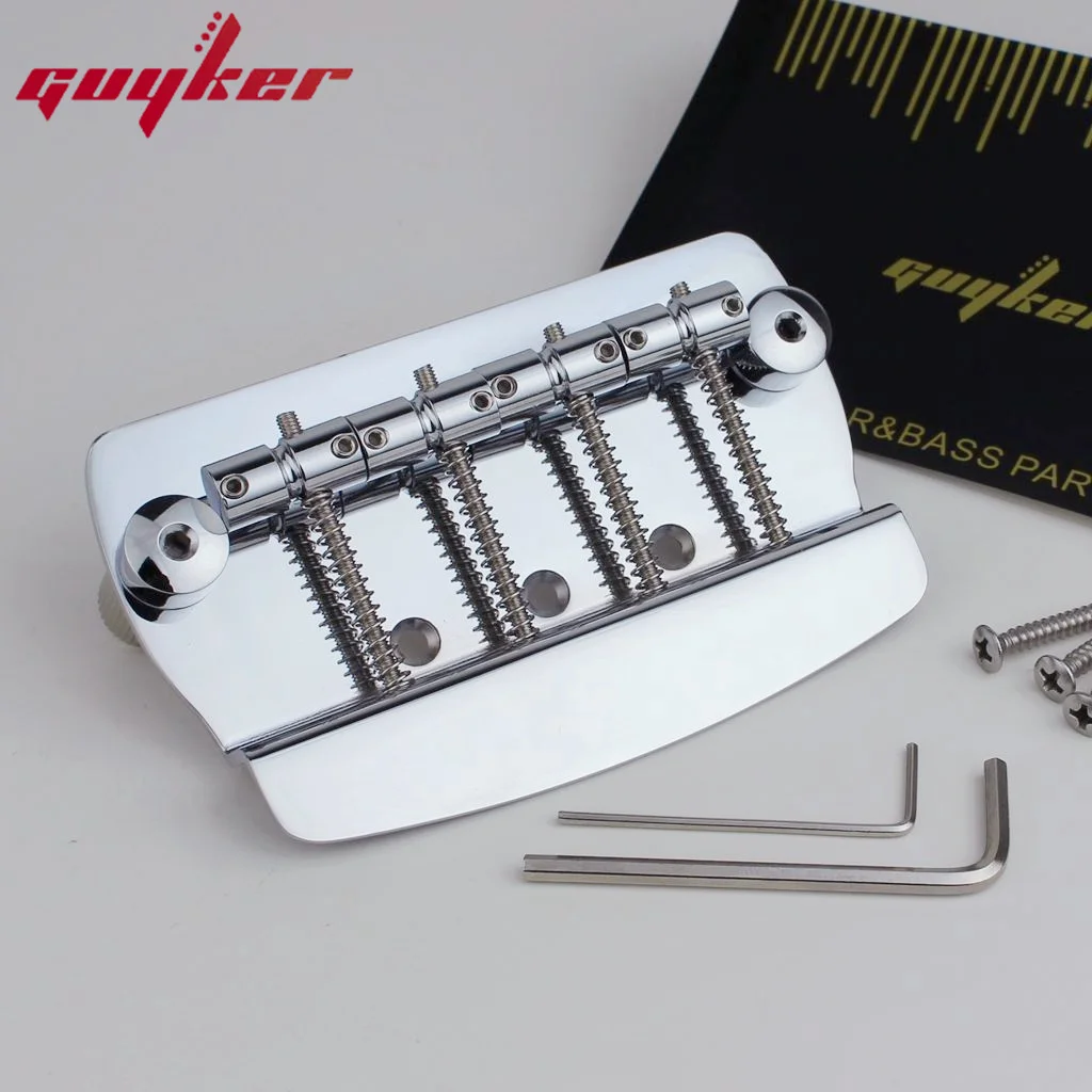 Chrome 4 String Hard Tail Fixed Bass Bridge MMB4 Chrome Black