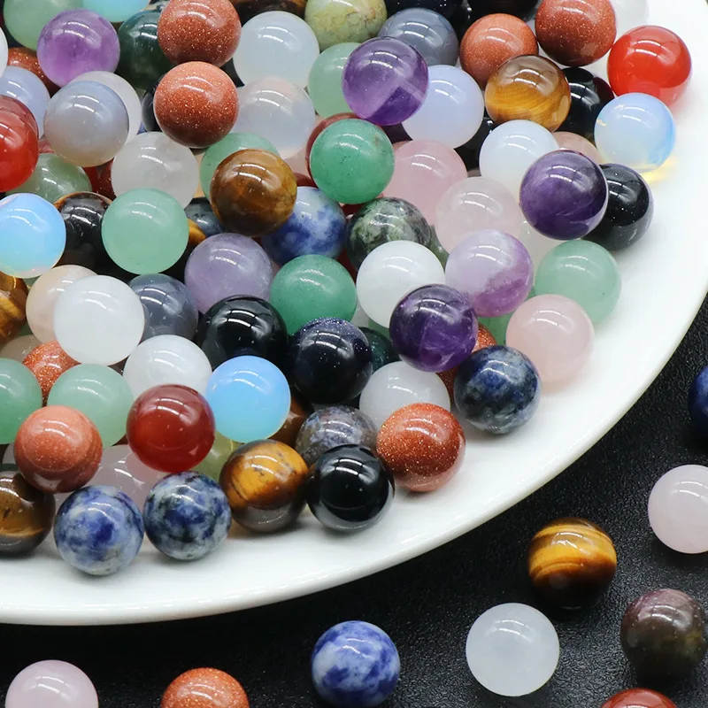 10Pcs Random Natural Stone Non-porous-ball 10mm Round Loose Beads DIY Jewelry Beads Wholesale