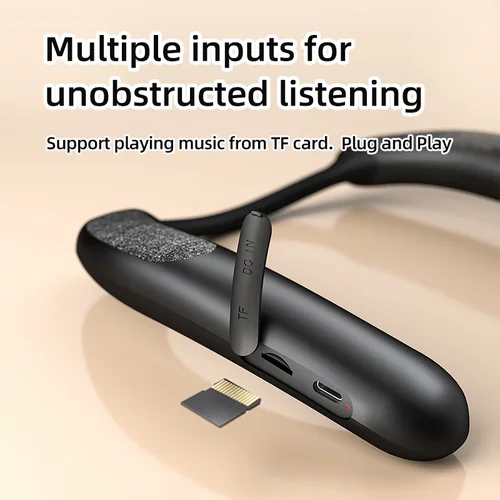 Imagen 2 del producto Rockmia EBS-910 nuevo altavoz inalámbrico portátil con banda para el cuello Bluetooth 5,3 código AAC caja de música estéreo inalámbrica verdadera ranura para tarjeta TF tipo C