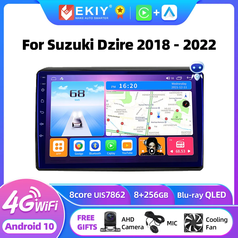 EKIY T7 Wireless CarPlay Android Auto Radio For Suzuki Dzire 2018 - 2022 Car Multimedia Video Player Stereo Navigation GPS DVD