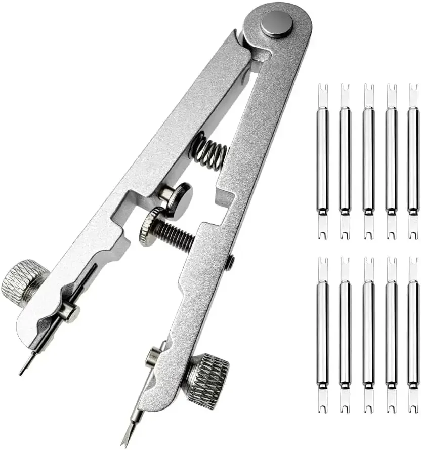Watch Band Link Remover Kit, Spring Bar Pliers & Tweezers Set, Professional Watch Strap Pin Repair Tool, Watchmaker Essential Supplies Silver