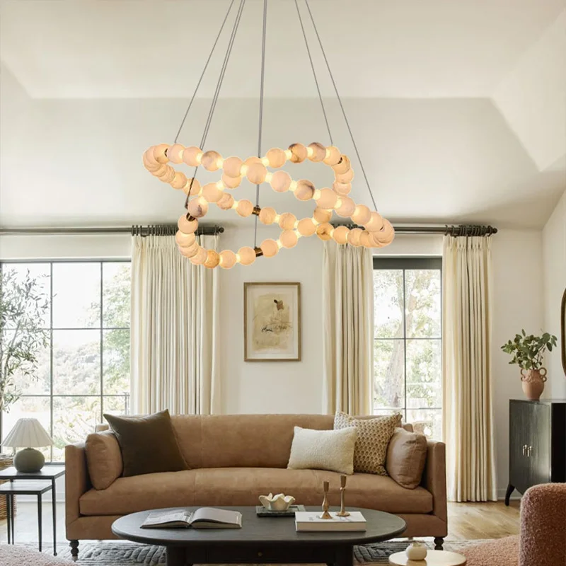

American LED Leather Chandelier, Designer Idea for Living Room, Dining Room Home interior lighting, Dimmable