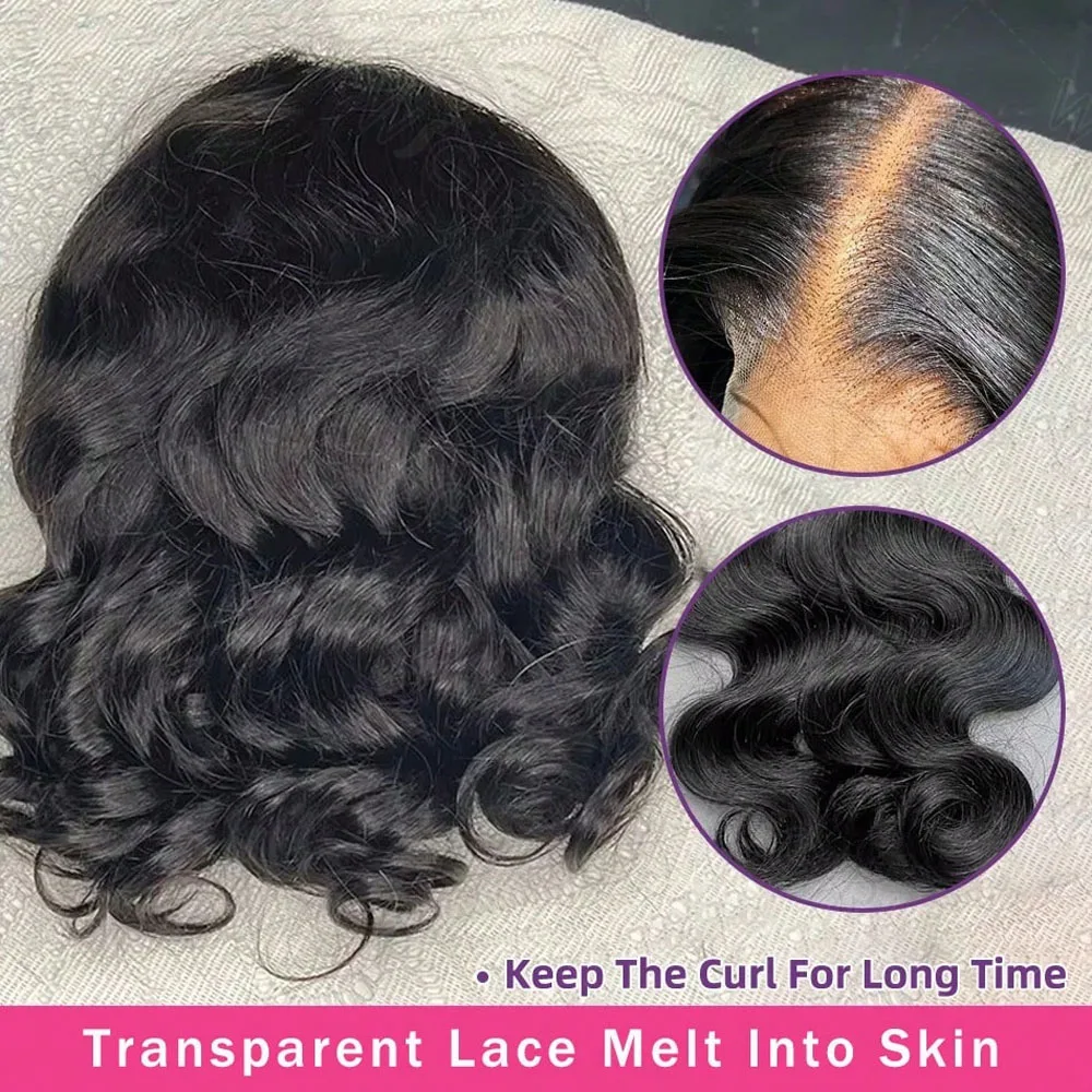 Perruques brésiliennes en cheveux humains naturels noirs, densité 250%, 36 pouces, ondulées, avec dentelle HD 13x4 ou 13x6, pré-épilées, avec closure Remy, pour femmes