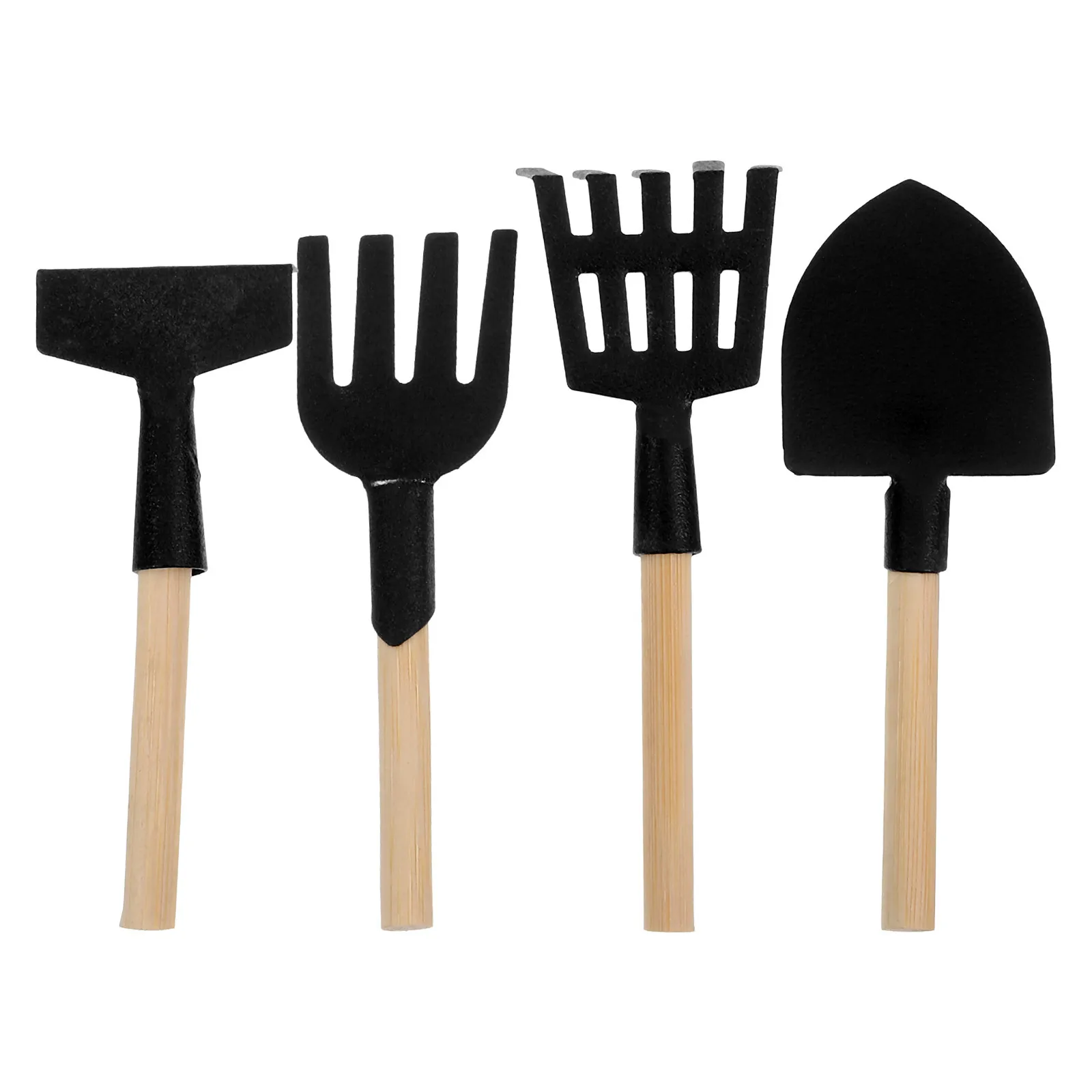 

4pcs Mini Garden Tools Set Fine Workmanship Iron Wood Miniatures For Portable Lightweight Miniature Bonsai Tools