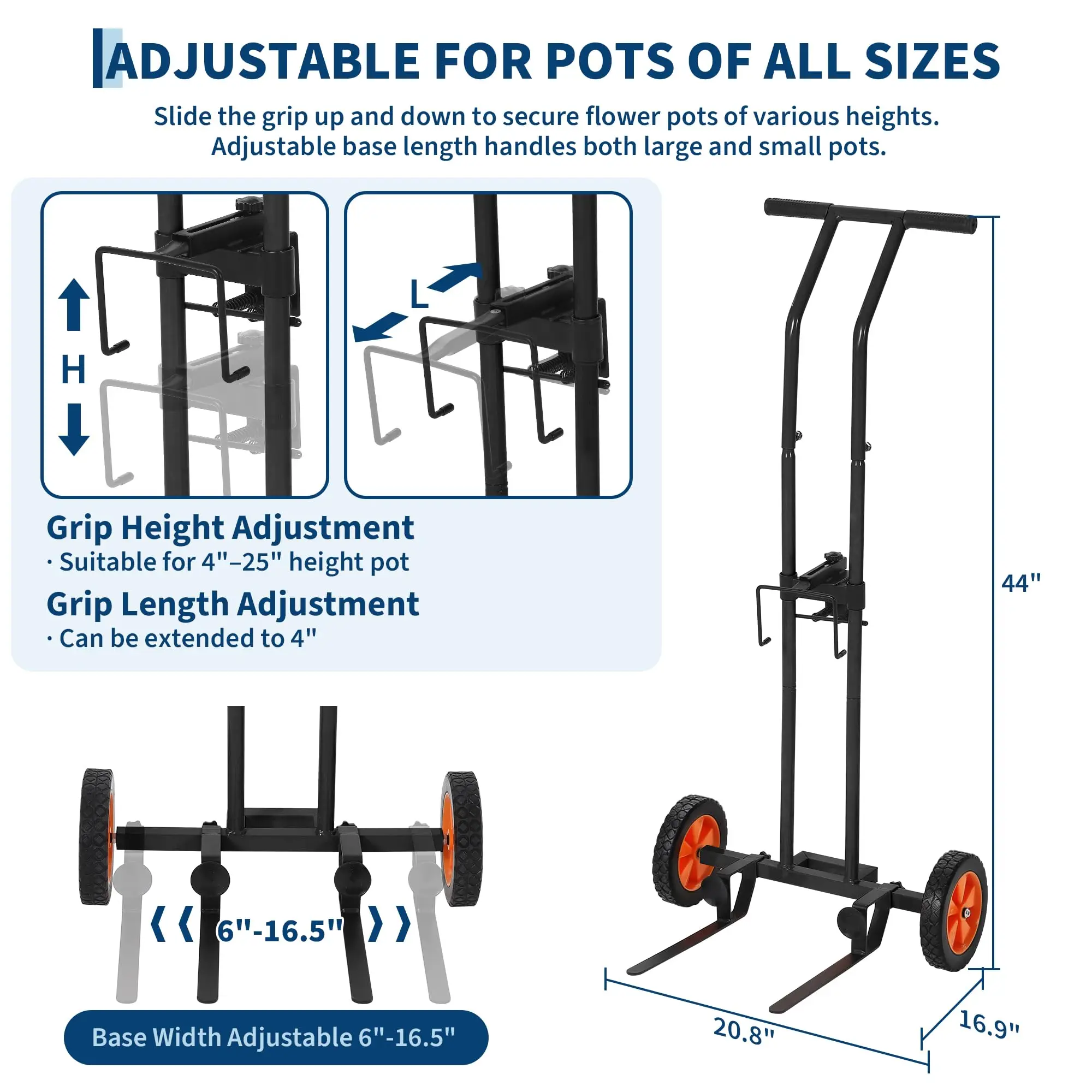 175 lb Heavy Duty Plant Caddy Dolly with Wheels Adjustable Grabbing Arms Securing Straps Plant Dolly for Indoor Outdoor Moving