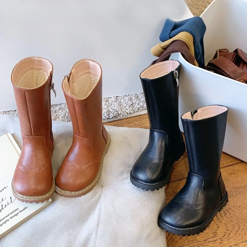 

Handmade Children's Riding Boots Boys Girls Casual Fashion Vintage Chelsea Outdoor Hiking Ankle Boots Student Kids Shoes Baby