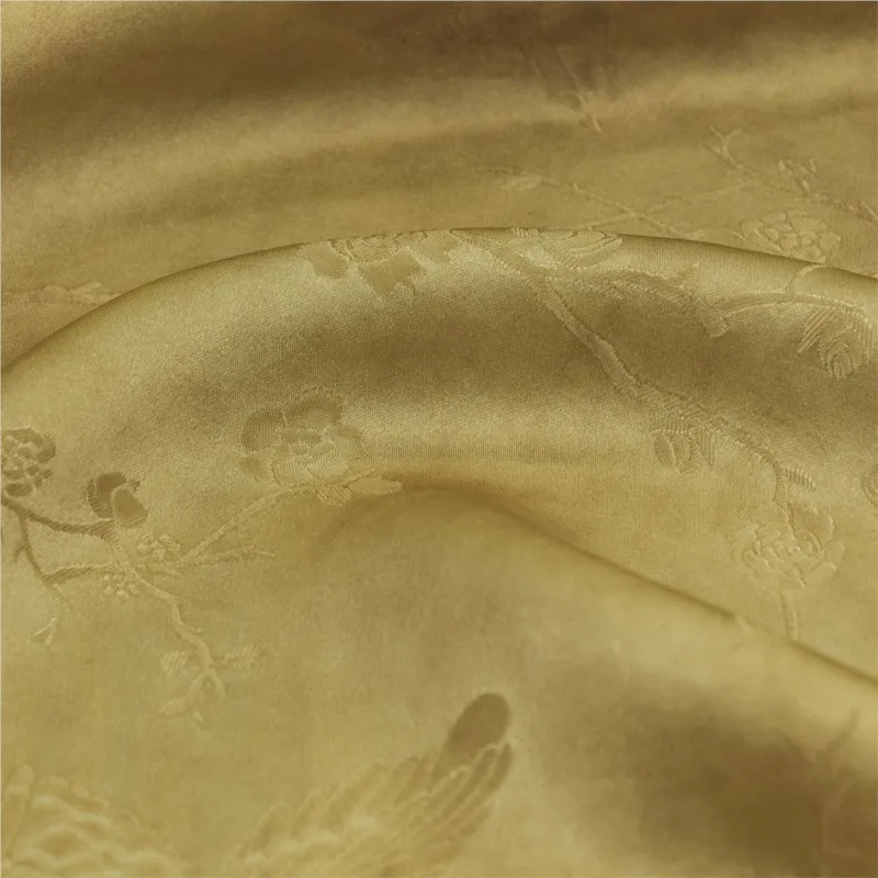 

New Chinese-style soil-dyed silk Sambo satin jacquard fabric cold-dyed and stir-fried designer