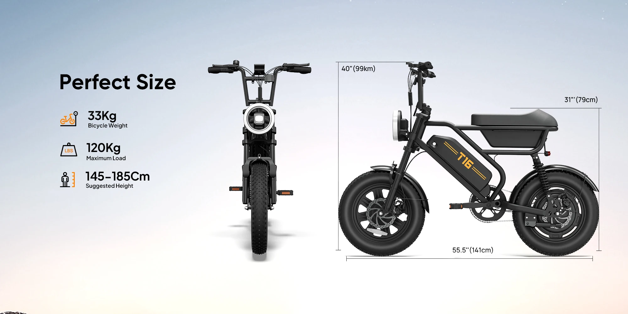 URLIFE T16 Die bevorzugte Option für Pendlerfahrten Elektrofahrrad 48V13AH Akku 16*3 Zoll Fat Tire Erwachsenen-Premium-Fahrrad – Detail 3