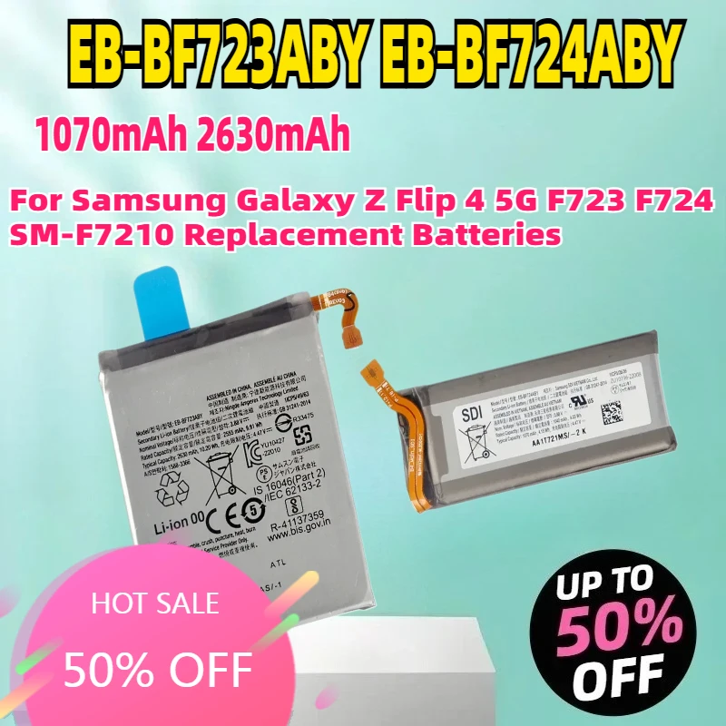 

1070 мАч 2630 мАч EB-BF723ABY EB-BF724ABY Аккумулятор для Samsung Galaxy Z Flip 4 5G F723 F724 SM-F7210 Сменные аккумуляторы