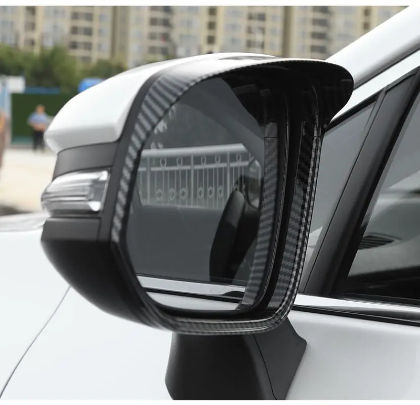 ABS Carbon Fiber Rearview Mirror Trims Rain Eyebrow Frame Cover For Toyota RAV4 2014 2015 2016 2017 2018 Car Styling Accessories
