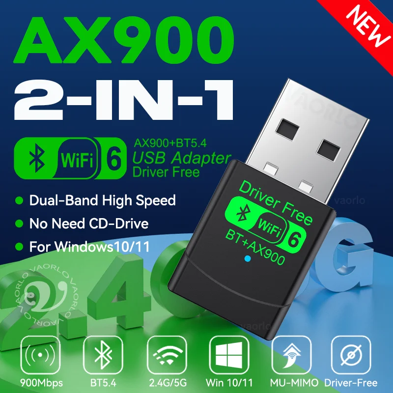 

WIFI6 AX900 USB WiFi Bluetooth 5,4 беспроводной адаптер двухдиапазонный 2,4G + 5 ГГц 900 Мбит/с сетевая карта приемник ключ для Win10/11