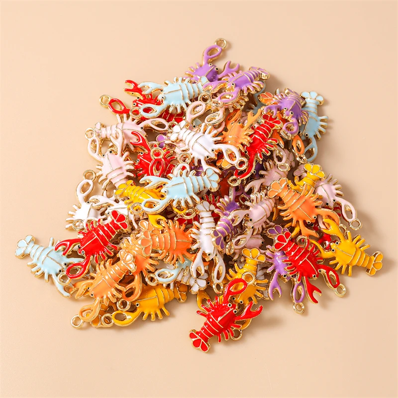 20 Stück 19x25mm Niedliche Meerestier-Anhänger Emaille-Hummel-Charms für Ohrringe Halsketten DIY Handgemachtes Kunsthandwerk Schmuckherstellung – Detail 12