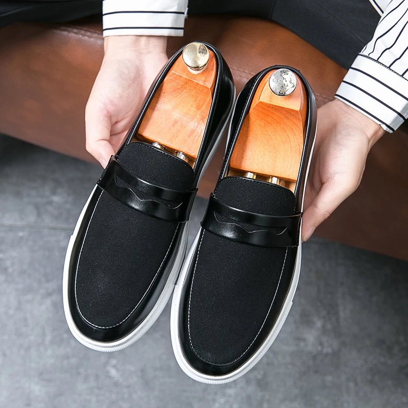 Italian Luxury Suede Loafers Men's Slip-On Party Leather Shoes Slip-on Fashion Soft-soled Casual Shoes Wedding Fashion Moccasin