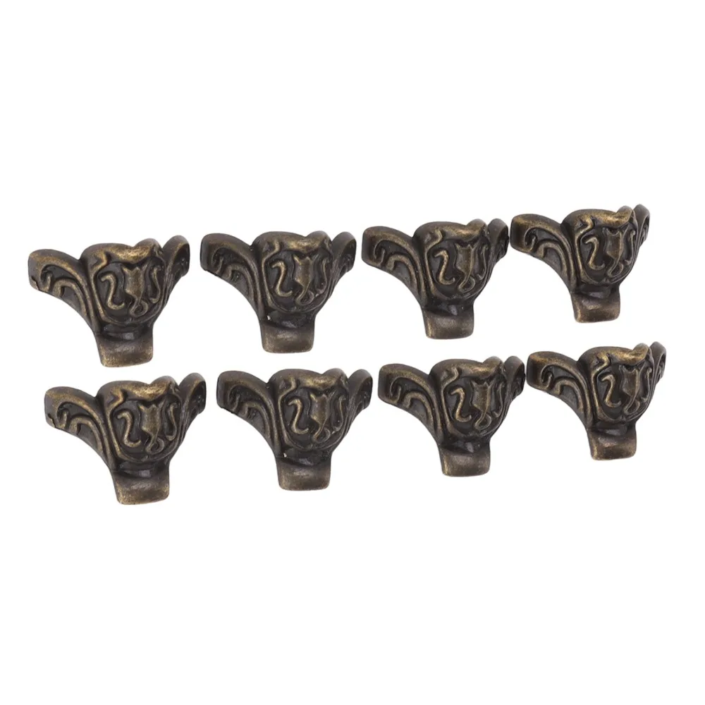 8pcs Hardware Zinc Alloy Furniture Legs 8 Pieces Durable Decorative Legs Bronze Color Corner Protector Feet Small Cabinets