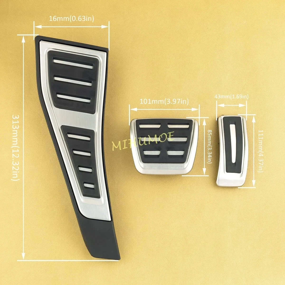 RHD Stainless Steel Rubber Car Foot Rest Dead Gas Accelerator Brake Pedal Plate Cover For 2017-2025 Audi A4 B9 A5 2024 2023 2022 - view 3