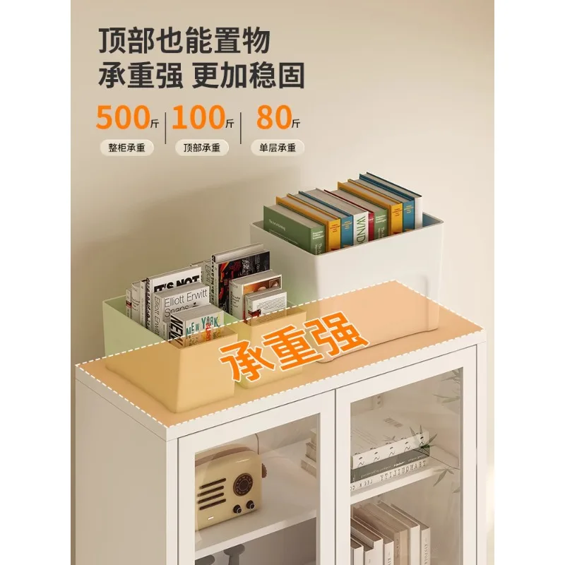

2025 New Bookcase - Modern Simple Living Room Locker with Glass Door Display for Books and Figures, Wrought Iron Bookshelf