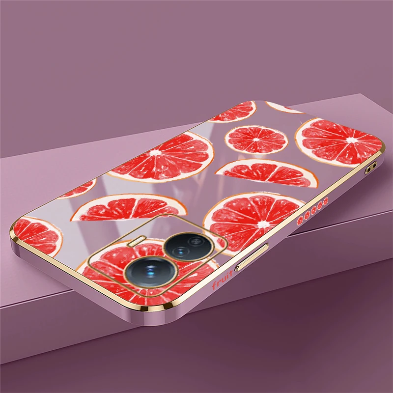 Protezione dell'obiettivo Cassa Del Telefono Per Vivo T1 5G Z1X Z1i Z5i U3 U10 U20 T1 Pro Z3 Z3X Z3i Modello Arancione Placcatura Copertura Antiurto