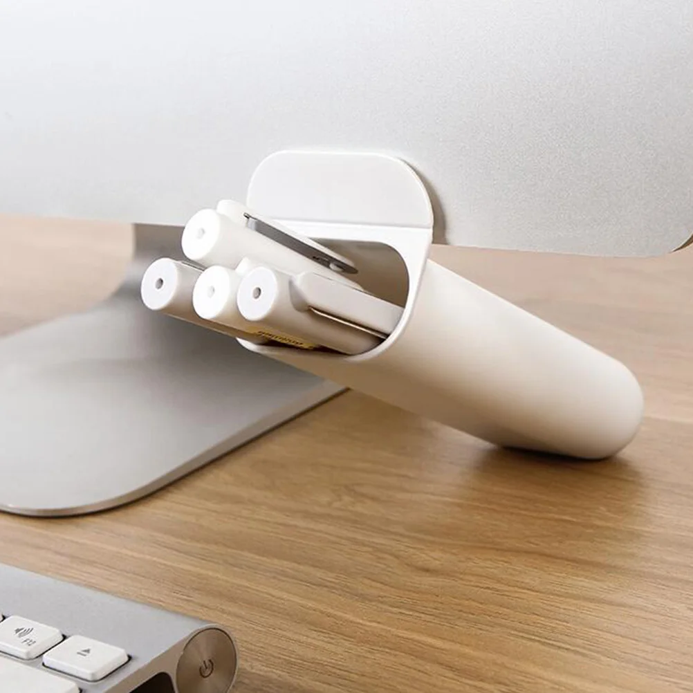 

2Pcs Compact Pen Storage Box Desktop Organizer with Strong Adhesive Mountable on Monitor Or Desk Non-Reusable Glue No Damage