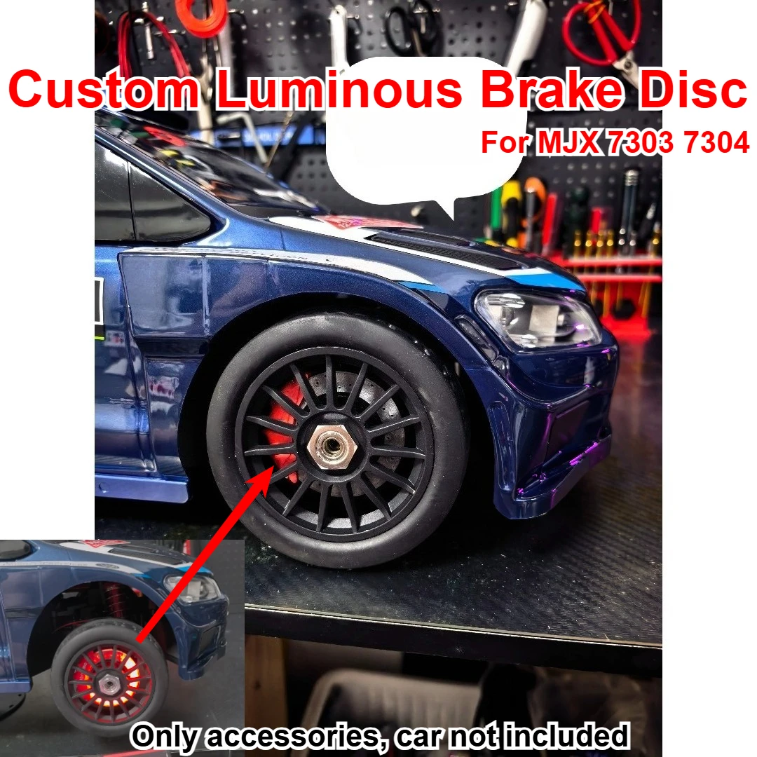 For MJX 7303 7304 1/7 RC Rally Car Decorative Luminous Brake Disc Custom Model Number Decor Modification Upgrade Accessories
