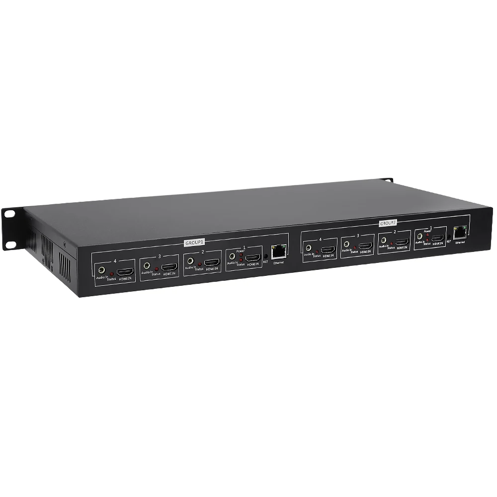 8 채널 MPEG-4 H.264 AVC HD HDMI 비디오 스트림 인코더 HDMI-IP 라이브 스트리밍 인코더 Srt Rtmp
