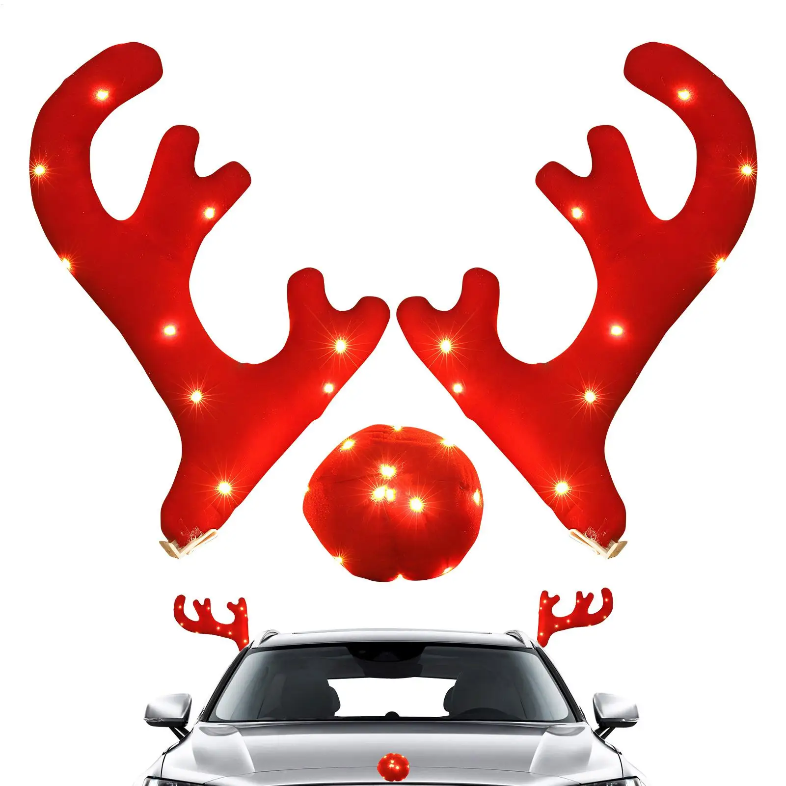 

Car Reindeer Antlers Festive Christmas Decor Light Up Antler Set Roofs Tops Reindeer Decoration For Van SUV Shopping Mall Window