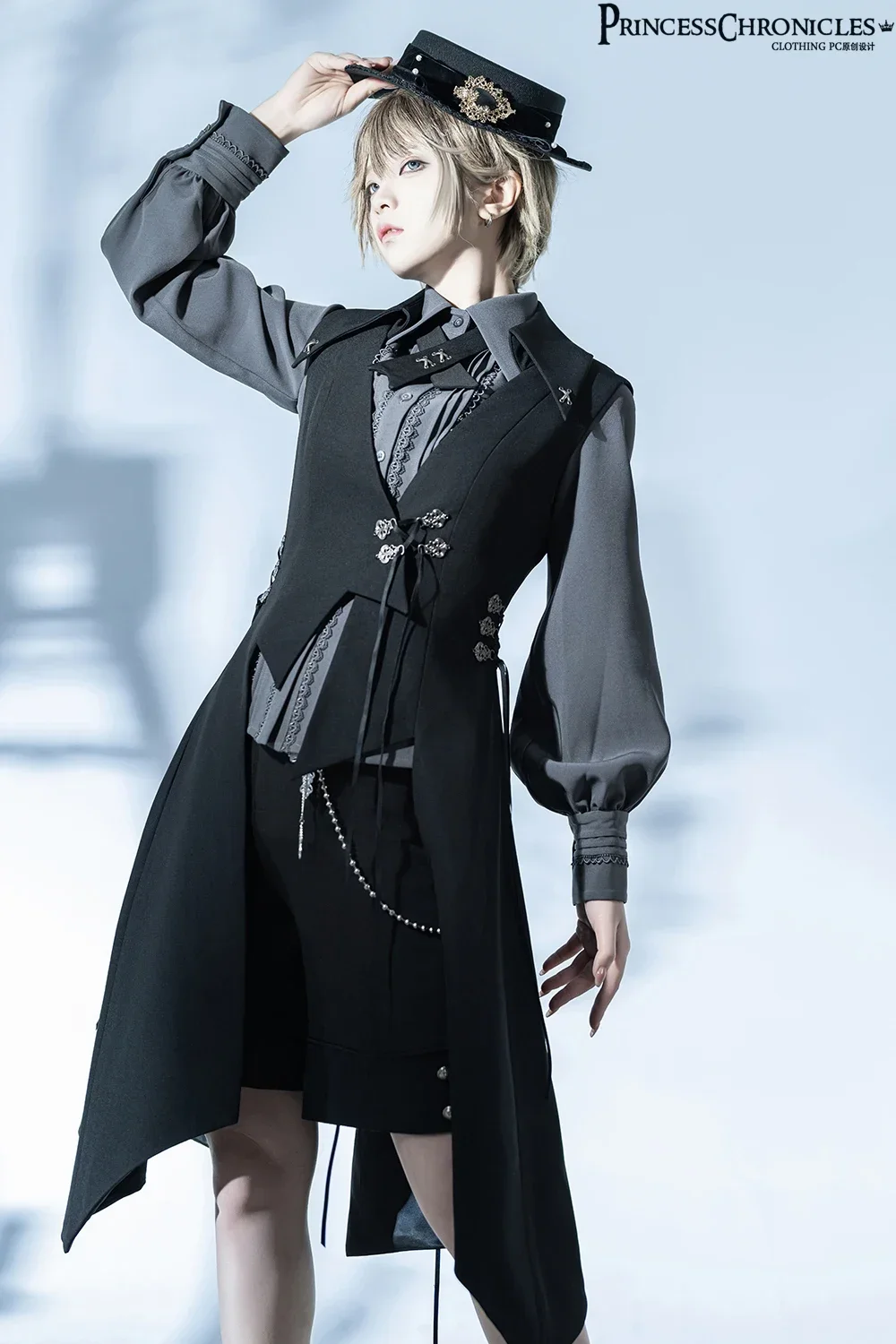 Pre-order Ouji Lolita Red Ember Zero 2.0 Retro Dark Medieval Handsome Slim Long Vest by Princess Chronicles 2025