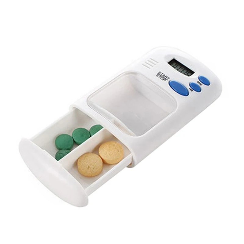 2 Grid Pill Box Medicine Storage Boxes Electronic Timing Reminder Medicine Boxes Alarm Timer Pills Organizer Pill Drug Container