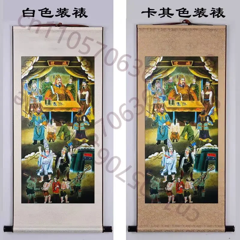 City God hanging painting,cow head and horse face black and white impermanence,temple decoration painting,auspicious feng shui