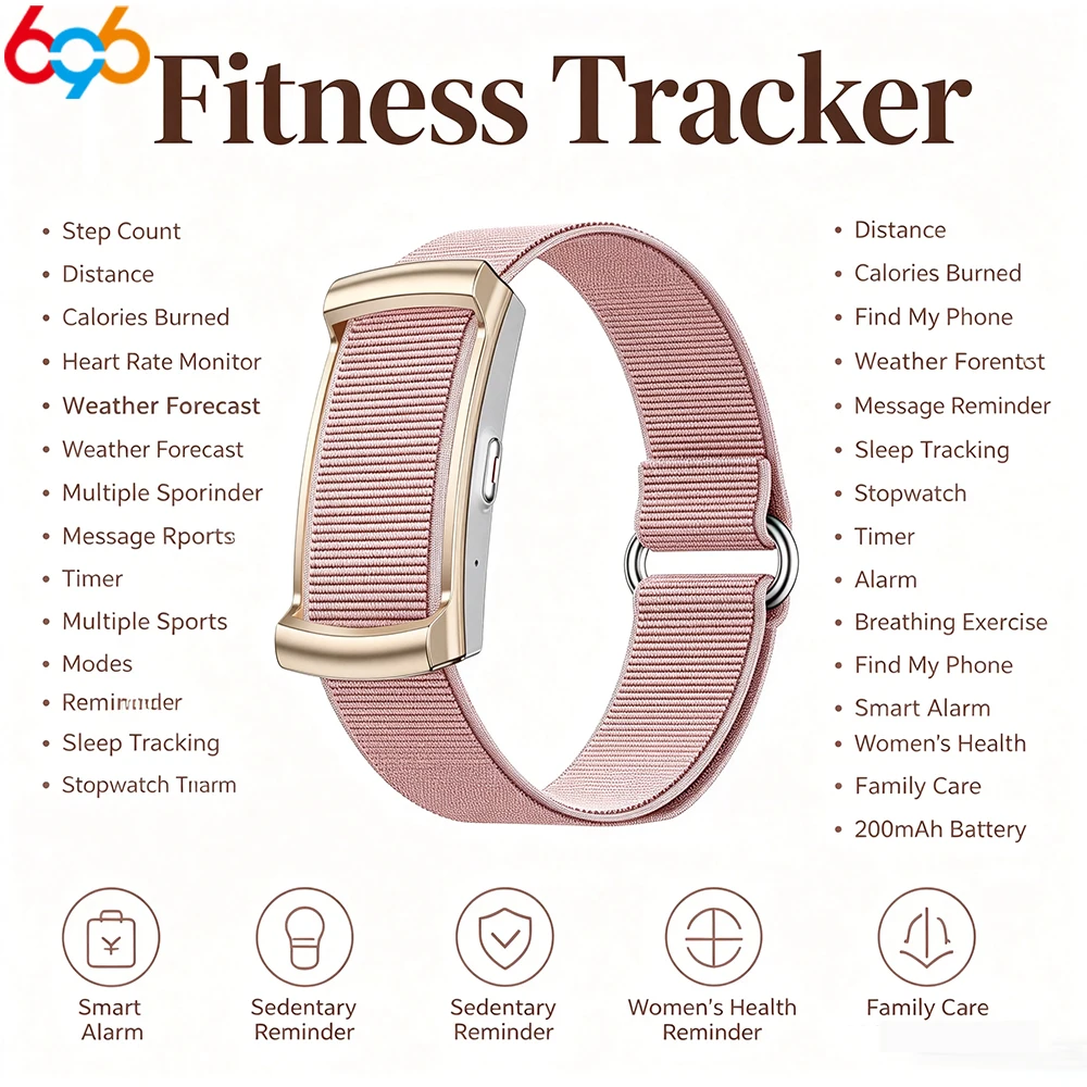 

Health Sports Tracker Family Care Smart Bracelet Men Women IP68 Waterproof Smart Bracelets No Display Watch Heart Rate Monitor