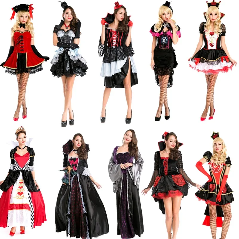 

Длинный костюм королевы на Хэллоуин, косплей, красное сердце, наряд королевы ведьмы, фестиваль Алисы в стране чудес, выступление на сцене, доктор