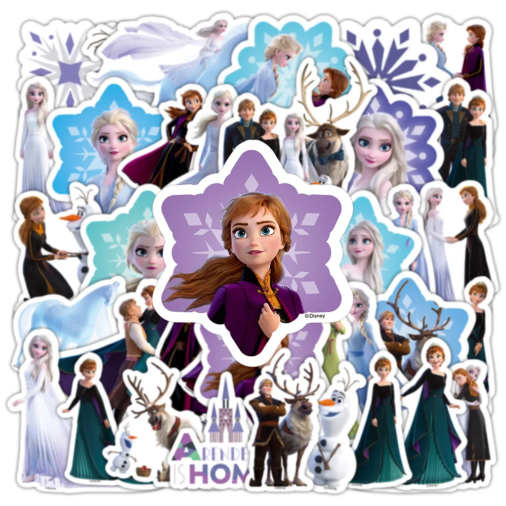 10/30/50pcs Kawaii Disney Cartoon Frozen Stickers Cute Princess Anna Elsa Decals DIY Notebook Skateboard Guitar Laptop Kids Toy