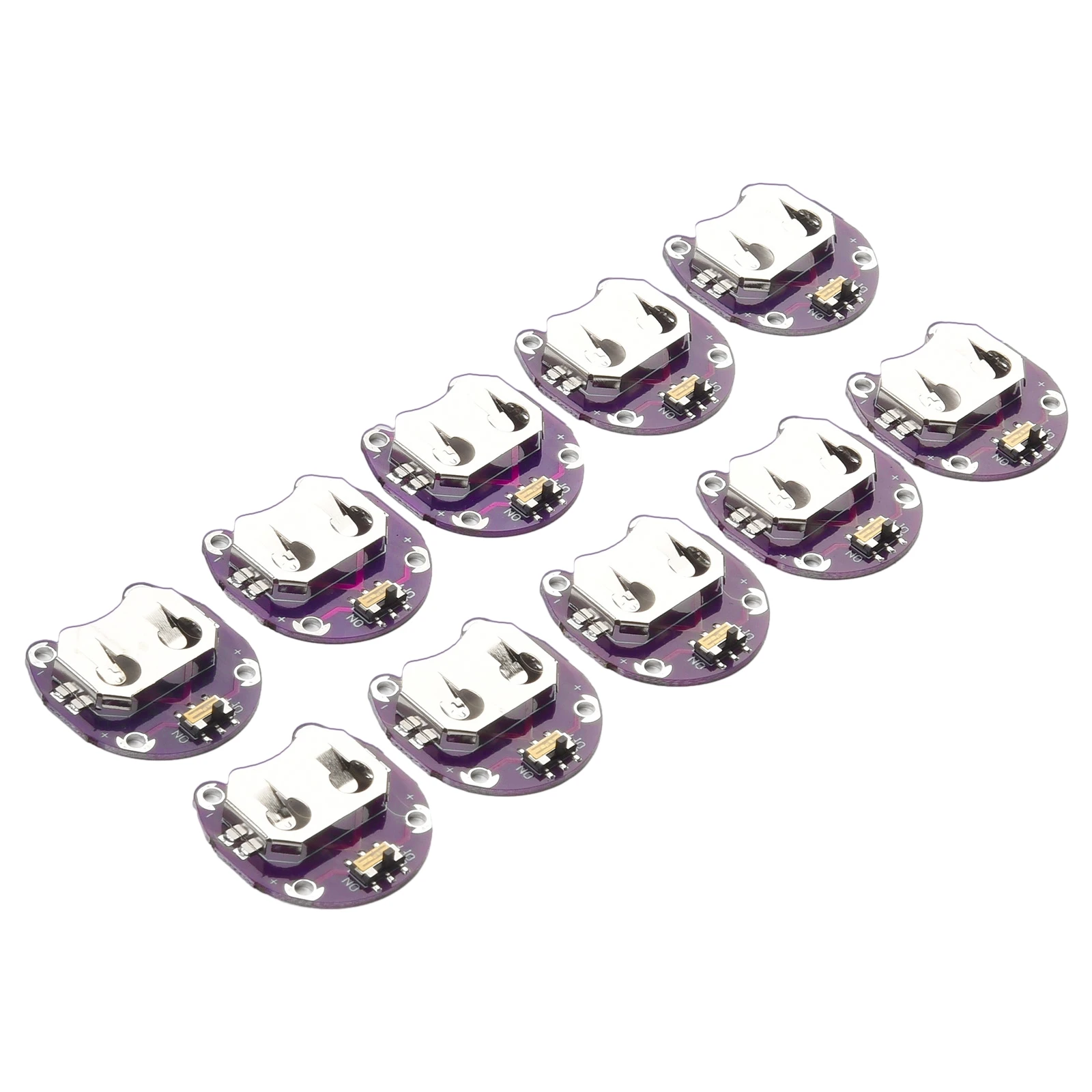 For CR2032 Battery Holder Slide Switch 10PCS 4 Connection Points Cell Battery Holder Module High Steel Part  For