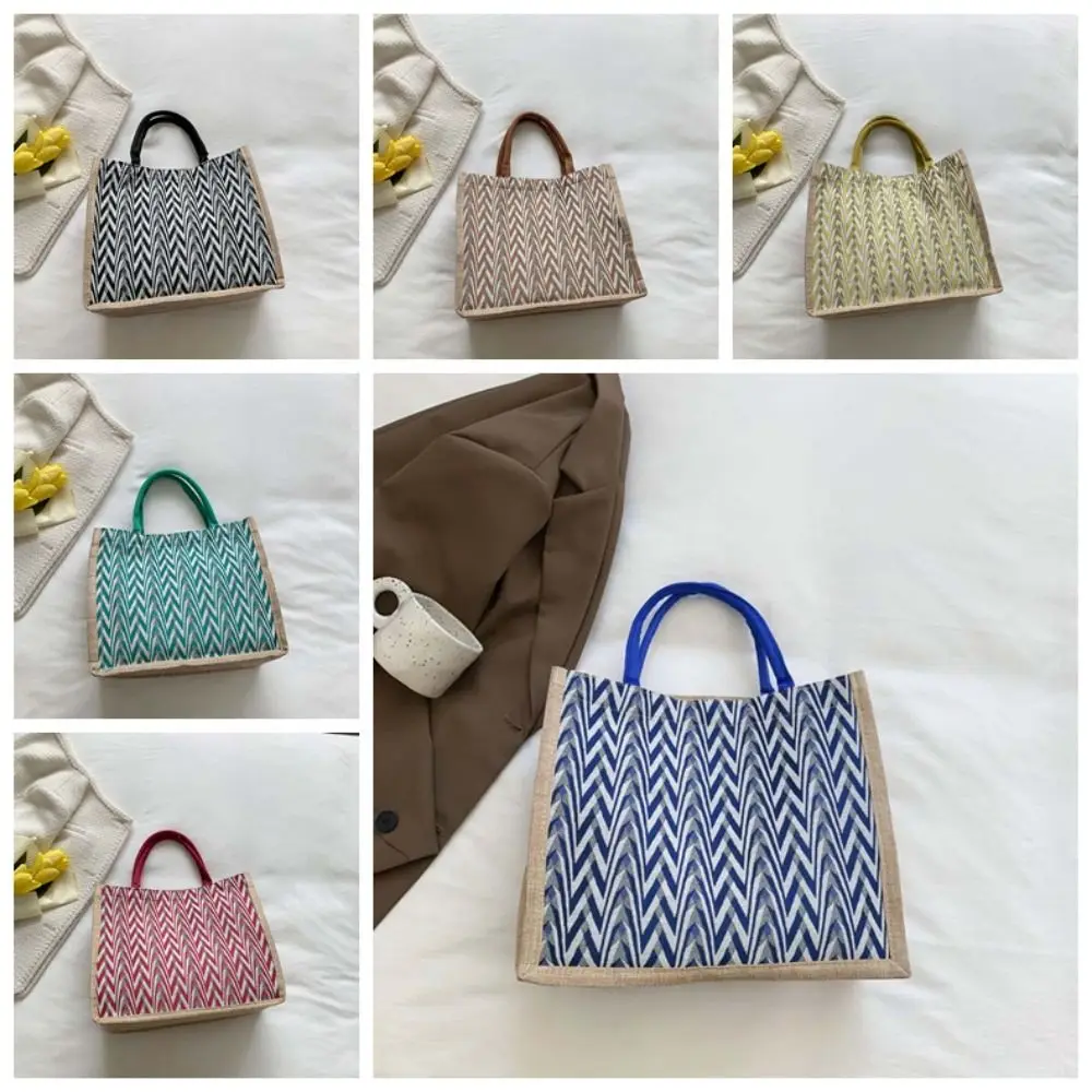 

Retro Ethnic Style Shoulder Bag Large Capacity Chinese Style Cotton and Linen Tote Bag Acrylic Fibers Square Bag
