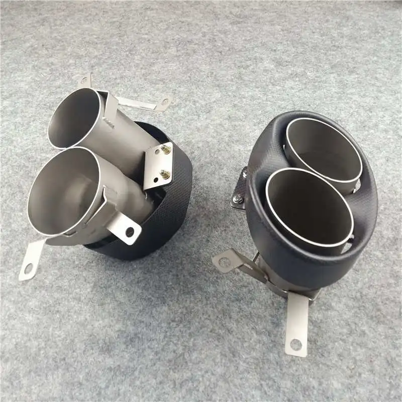 One Pair Exhaust Pipe Carbon Fiber For Audi RS4 RS5 RS6 RS7 Stainless Steel Matte Frosted Car Muffler Tailpipe Rear Nozzles