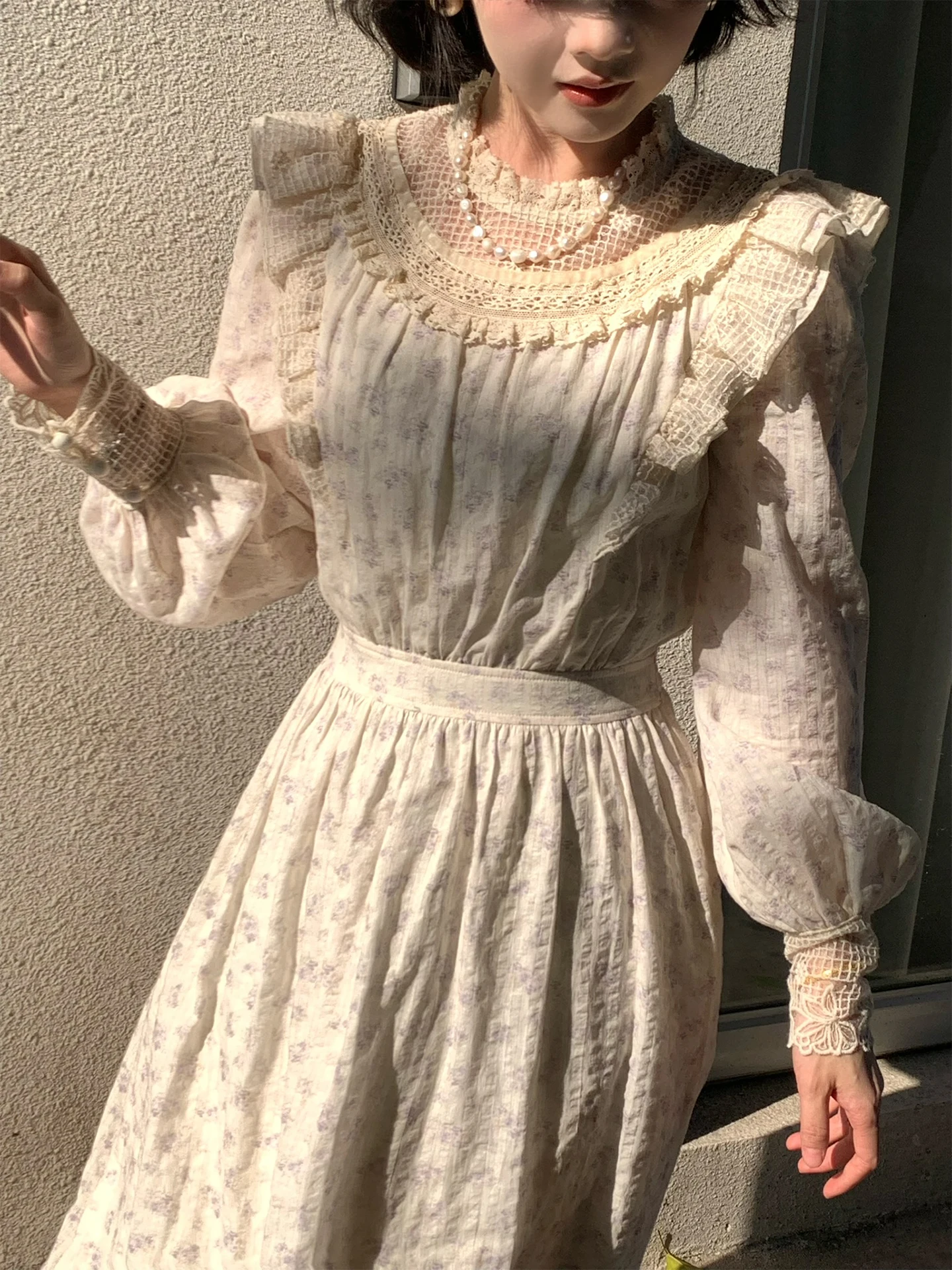 Tiyihailey primavera outono 100% algodão feminino vestido impresso manga cheia longo meados de bezerro senhoras roupas S-L vintage cintura alta 2026