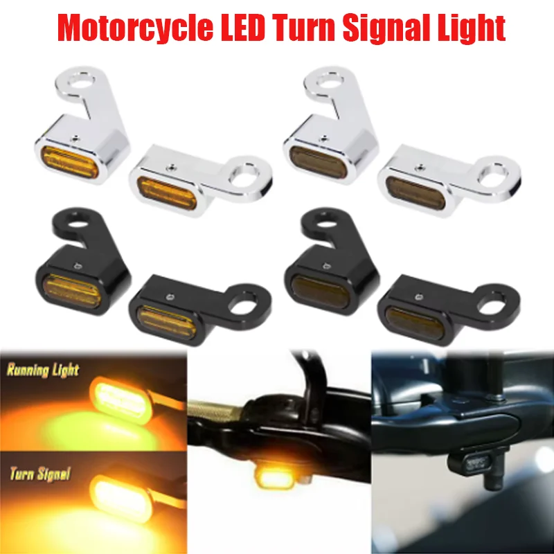 Mini Motorcycle LED Turn Signal Amber Light 12V E Mark For Harley Softail Touring Road King FLTRX FLHT FLHX 14-23 Softail 16-17