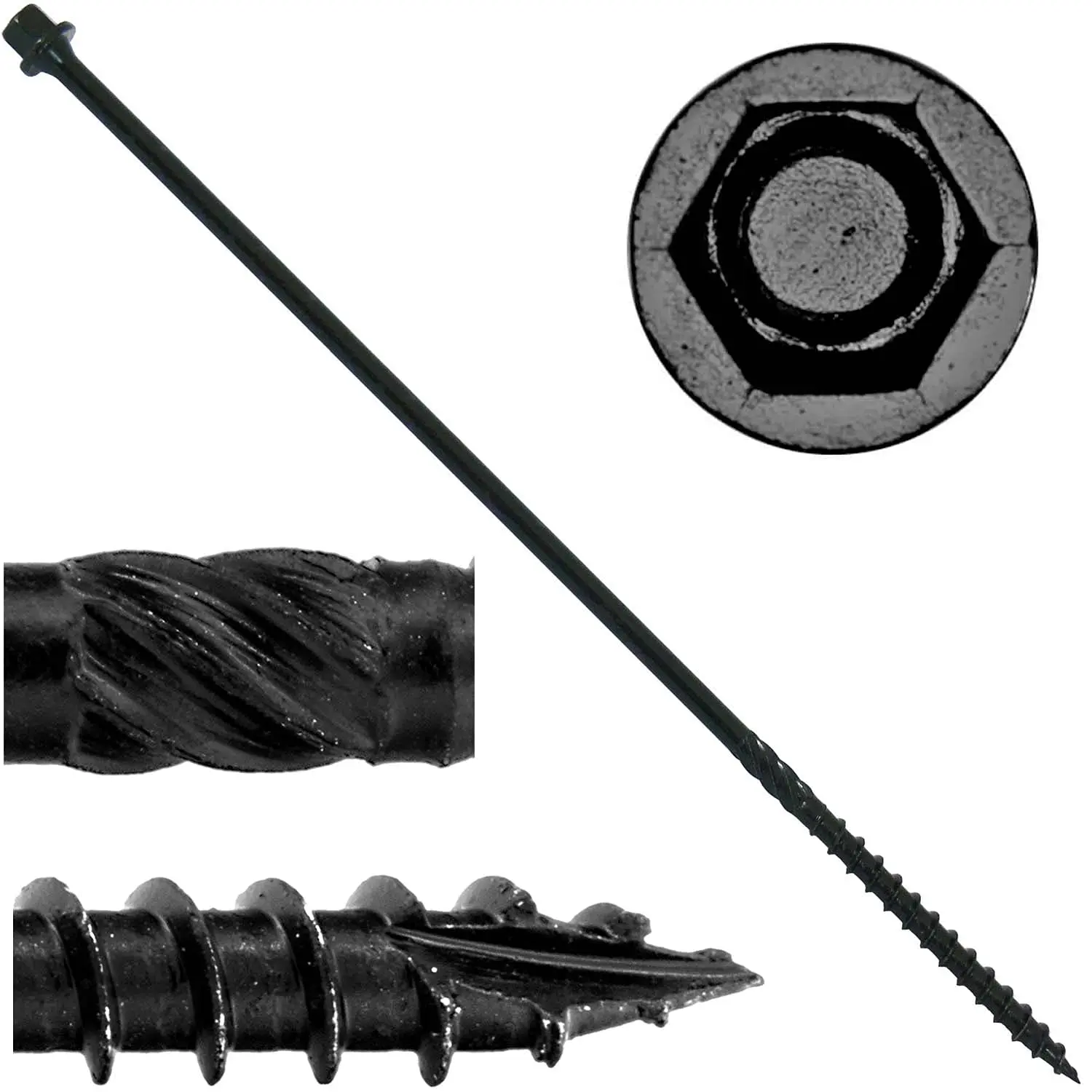 Exterior Coated Heavy Duty Screws (250 Count - Heavy Duty Black Log Wood Screws)