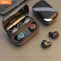 Basix Wireless Headphones Bluetooth Earpods Sports Stereo Noise Canceling Headphone Microphone Speaker with LED light headphones