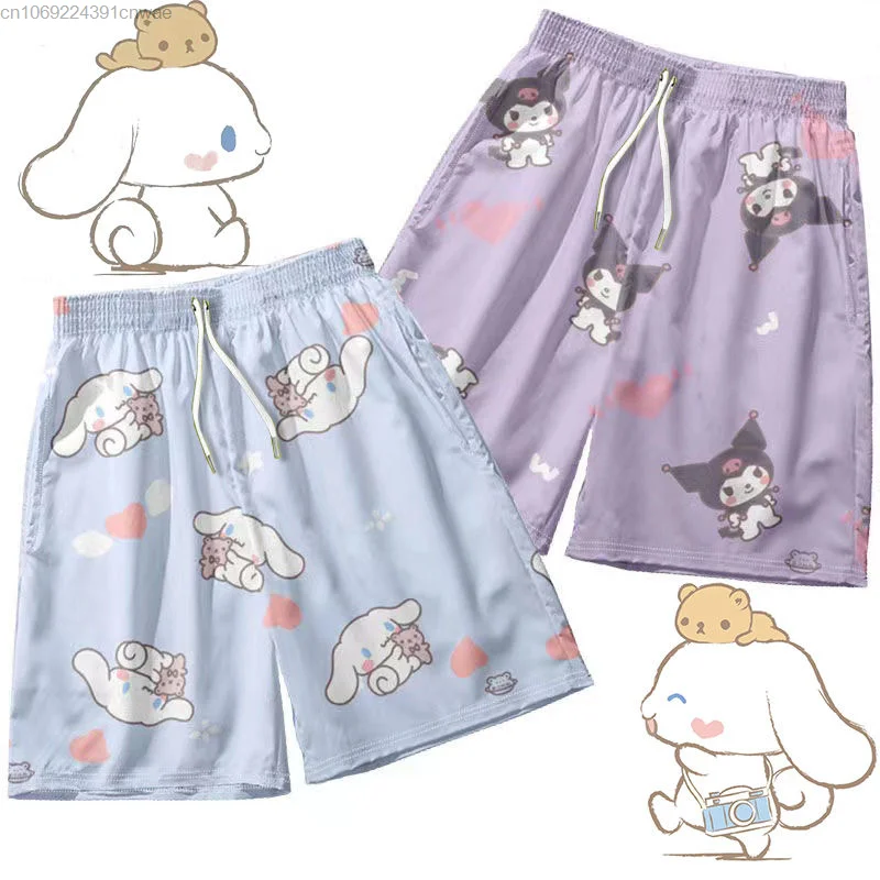 Sanrio-pantalones cortos de Hello Kitty para hombre, Shorts de playa de gran tamaño, ropa de calle Yk2, pantalones cortos de baloncesto, pantalones