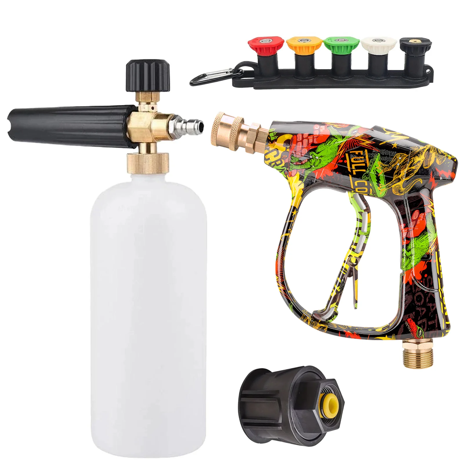 2026 New Cool Graffiti Design High Pressure Washer Gun, Full Kit with Foam Cannon, Adapter & 5 Nozzles for Car Washing & Outdoor